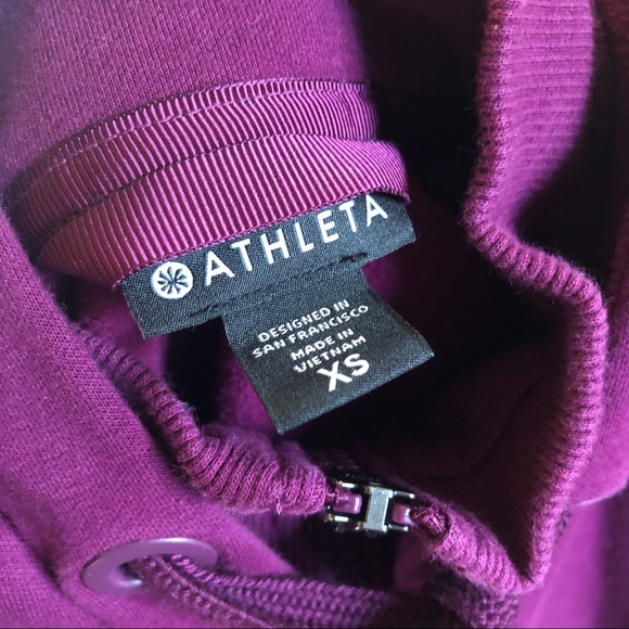 Athleta Triumph Hoodie Sweatshirt Jacket Velvet Plum Sz XS - Picture 12 of 12